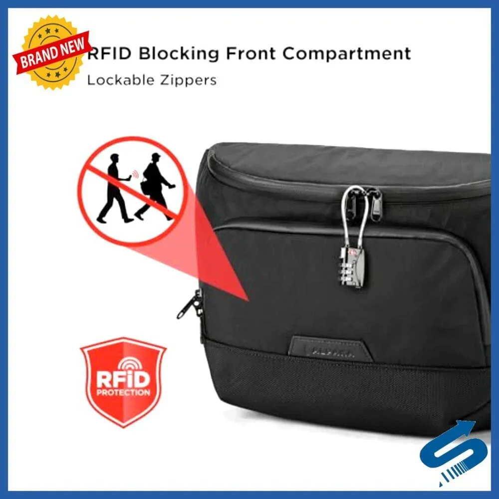 8L RFID-Blocking Sling Laptop Bag with USB Port & Lockable Zippers